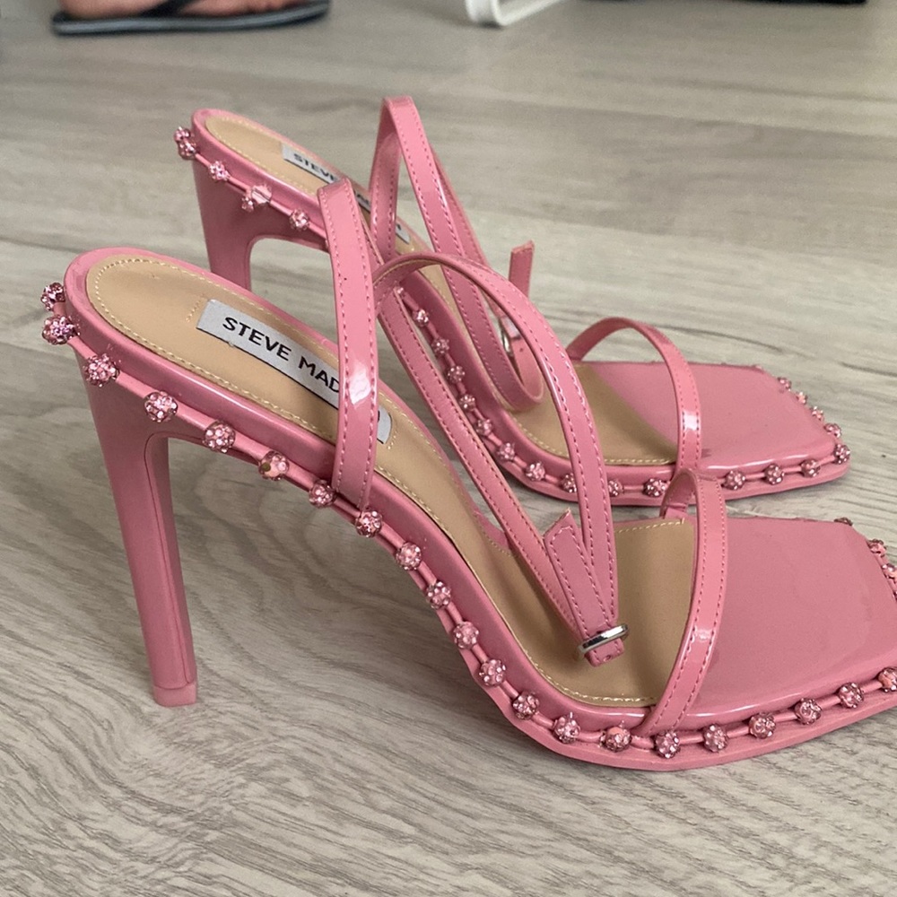 Pink high heel sandals